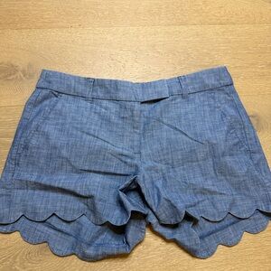 J. Crew Blue ruffle denim shorts